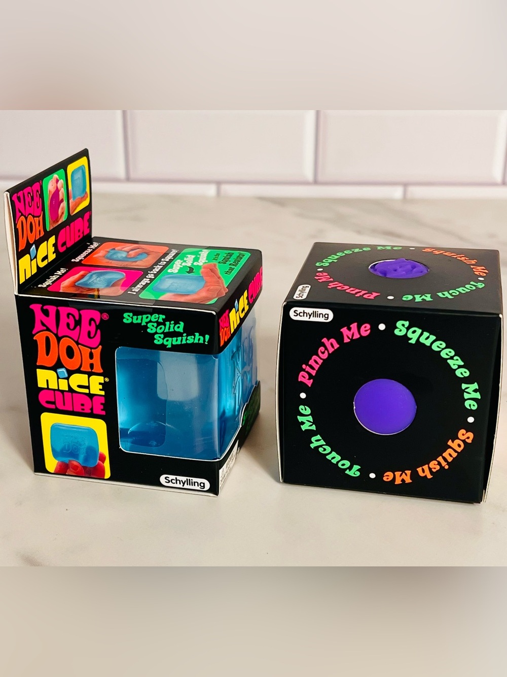 NeeDoh Nice Cube  Blue and The Groovy Glob Purple Squishy - Picture 2 of 3